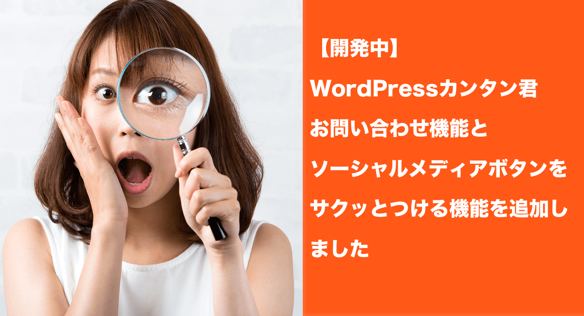 【開発中】「WordPressカンタン君」にお問い合わせ機能とソーシャルメディアボタンをサクッとつける機能を追加
